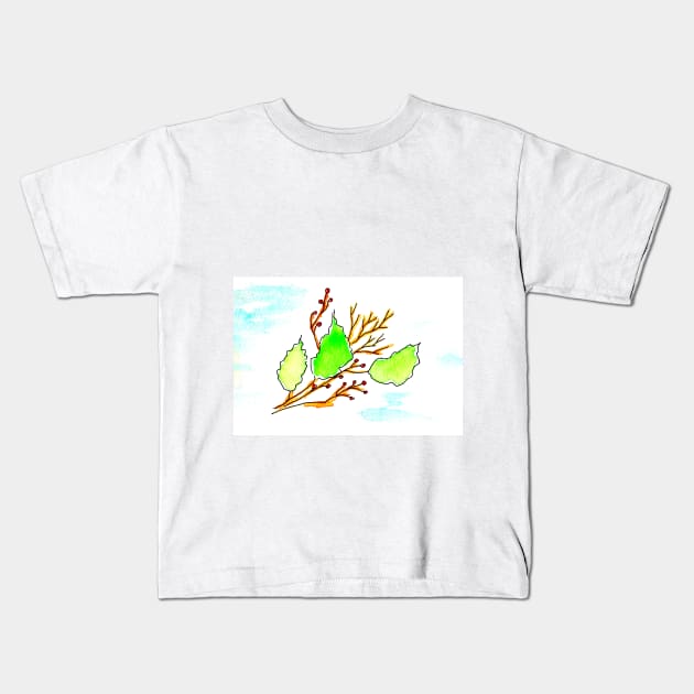 Winter bouquet, plants, branches. Watercolor illustration on a winter theme, Kids T-Shirt by grafinya